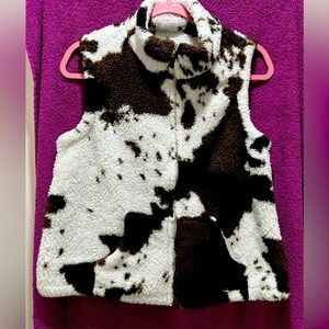 SHEIN Brown and White Sherpa Vest